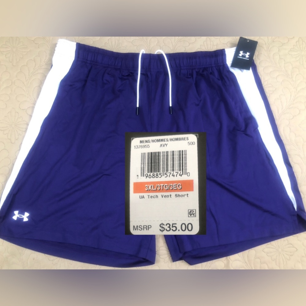 NEW..MEN 3XL UNDER ARMOUR TECH VENT SHORTS..(DEEP PURPLE)